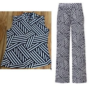 NEW LOVE YOU MORE 2 piece black white geometric Stripe set Abstract Art Print S